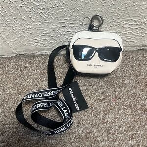 Karl Lagerfeld Paris Head Sunglass Small Card Holder Bag Lanyard Logo